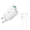 Φορτιστής Πρίζας XO Universal με 3 εξόδους, 1xUSB-A & 2xUSB-C και Καλώδιο USB type-C, 20W Λευκό