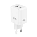 XO CE36 GaN 45W Dual-Port Charger (1x USB-C PD45W + 1x USB-A) - White