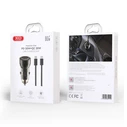 XO Universal Car Charger 60W (1x USB-A + 1x USB-C) with 1 m Detachable USB-C Cable