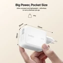 Belkin BOOST Charge Pro 67W Dual GaN φορτιστής τοίχου με ανασυρόμενο καλώδιο USB‑C (WCH022KQWH) - Λευκό