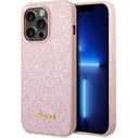 Guess GUHCP14XHGGSHP Apple iPhone 14 Pro Max pink hard case Glitter Script