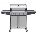 Campfire Gas Barbecue Grill with 4 Burners, Side Burner & LED Control Knobs - Stainless Steel