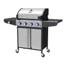 Campfire Gas Barbecue Grill with 4 Burners, Side Burner & LED Control Knobs - Stainless Steel