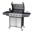 Campfire Gas Barbecue Grill with 4 Burners, Side Burner & LED Control Knobs - Stainless Steel
