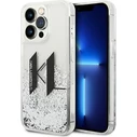 Karl Lagerfeld KLHCP14LLBKLCS Apple iPhone 14 Pro silver hardcase Liquid Glitter Big KL