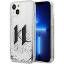 Karl Lagerfeld KLHCP14SLBKLCS Apple iPhone 14 silver hardcase Liquid Glitter Big KL