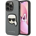 Karl Lagerfeld KLHCP14XSAPKHG Apple iPhone 14 Pro Max silver hardcase Saffiano Karl`s Head Patch