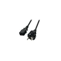 EFB power cable Schuko (Schutzkontakt) 180° to IEC C19 180°, black, 1.8 m, 3x1.50 mm²