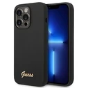 Guess GUHCP14LSLSMK Apple iPhone 14 Pro black hard case Silicone Vintage Gold Logo