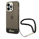 Guess GUHCP14XHGCOHK Apple iPhone 14 Pro Max black hardcase Translucent Pearl Strap