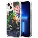 Guess GUHCP14MLFLSB Apple iPhone 14 Plus / 15 Plus blue hardcase Flower Liquid Glitter