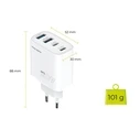 Mobile Origin Φορτιστής Χωρίς Καλώδιο GaN με 2 Θύρες USB-A και 2 Θύρες USB-C 40W Power Delivery Λευκός (MO-40WCH-PW22)
