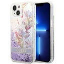 Guess GUHCP14MLFLSU Apple iPhone 14 Plus / 15 Plus purple hardcase Flower Liquid Glitter