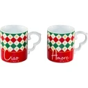Bialetti Σετ 2 Κούπες Tricolore (Ciao Italia) - Πορσελάνη 300 ml