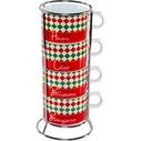 Bialetti Tricolore 4-piece Cappuccino Cup Set with Metal Stand (MPN TRICOL04)