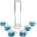 Bialetti Set 6 Ciao Italia Stackable Espresso Cups with Metal Stand