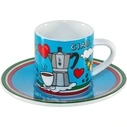 Bialetti Tazzina Ciao Italia – Espresso cup with saucer, 2-piece set