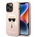 Karl Lagerfeld KLHMP14LSLKHLP Apple iPhone 14 Pro hardcase light pink Silicone Karl`s Head Magsafe