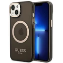 Guess GUHMP14SHTCMK Apple iPhone 14 black hard case Gold Outline Translucent MagSafe