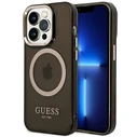 Guess GUHMP14XHTCMK Apple iPhone 14 Pro Max black hard case Gold Outline Translucent MagSafe