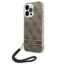 Guess GUOHCP14LH4STW Apple iPhone 14 Pro brown hardcase 4G Print Strap