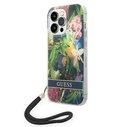 Guess GUOHCP14LHFLSB Apple iPhone 14 Pro blue hardcase Flower Strap