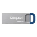Kingston DataTraveler Kyson G2 USB Flash Drive - 64 GB - Silver/Blue - USB 3.2 Gen 1 (DTKNG2/64GB)
