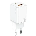 USAMS Wall Charger 1xUSB-C+1xUSB T43 33W PD3.0 +QC3.0 Fast Charging white CC144TC02 (US-CC144)