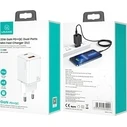 USAMS Wall Charger 1xUSB-C+1xUSB T43 33W PD3.0 +QC3.0 Fast Charging white CC144TC02 (US-CC144)