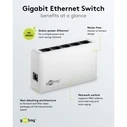 Goobay Gigabit Ethernet Switch 5 Θυρών 64563 - Λευκό