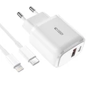 Tech-Protect C20w 2-port Network Charger PD 20W QC 3.0 + Lightning cable White