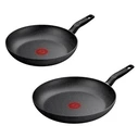 Tefal Frying Pan DARK ESSENTIAL Black Aluminium 24 cm 28 cm 2 Pieces