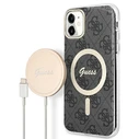 Guess GUBPN61H4EACSK Case + Wireless Charger Apple iPhone 11 black hard case 4G Print MagSafe