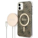 Guess GUBPN61H4EACSW Case + Wireless Charger Apple iPhone 11 brown hard case 4G Print MagSafe