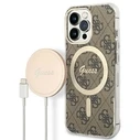 Guess GUBPP13LH4EACSW Case + Wireless Charger Apple iPhone 13 Pro brown hard case 4G Print MagSafe