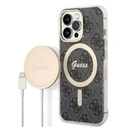 Guess GUBPP13XH4EACSK Case + Wireless Charger Apple iPhone 13 Pro Max black hard case 4G Print MagSafe