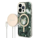 Guess GUBPP14LHJEACSA Case + Wireless Charger Apple iPhone 14 Pro green hard case Jungle MagSafe