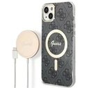 Guess GUBPP14MH4EACSK Case + Wireless Charger Apple iPhone 14 Plus / 15 Plus black hard case 4G Print MagSafe