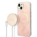Guess GUBPP14MH4EACSP Case + Wireless Charger Apple iPhone 14 Plus / 15 Plus pink hard case 4G Print MagSafe
