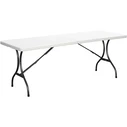 Metal Catering Foldable Briefcase Table, White, 244 x 76 x 72 cm