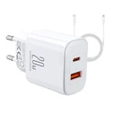 Φορτιστής Πρίζας Joyroom JR-TCF05 Flash, 20W + C to L Cable 1m (White)