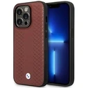 BMW BMHMP14L22RFGR Apple iPhone 14 Pro burgundy Leather Diamond Pattern MagSafe
