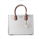MICHAEL KORS Mercer Leather Women's Satchel Bag - Vanilla - 32 x 26 x 14 cm