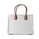 MICHAEL KORS Mercer Leather Women's Satchel Bag - Vanilla - 32 x 26 x 14 cm