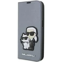 Karl Lagerfeld KLBKP14XSANKCPG Apple iPhone 14 Pro Max bookcase silver Saffiano Karl & Choupette