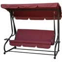 SWING-BED BURGUNDY WITH ANTHRACITE FRAME- REINFORCED THREE-SEATER METAL WITH ONE-PIECE ROOF TUBE