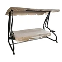 ECRUE SWING-BED WITH CHARCOAL FRAME- REINFORCED FOUR-SEATER METAL WITH ONE-PIECE ROOF PIPE