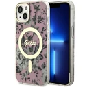 Guess GUHMP14MHCFWSP Apple iPhone 14 Plus / 15 Plus pink hardcase Flower MagSafe
