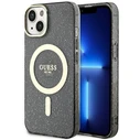 Guess GUHMP14MHCMCGK Apple iPhone 14 Plus / 15 Plus black hardcase Glitter Gold MagSafe
