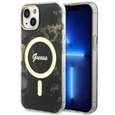 Guess GUHMP14MHTMRSK Apple iPhone 14 Plus / 15 Plus black hardcase Golden Marble MagSafe